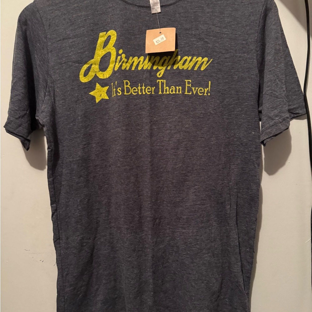 Next Level Apparel Charcoal Tee with Yellow Birmingham Graphic